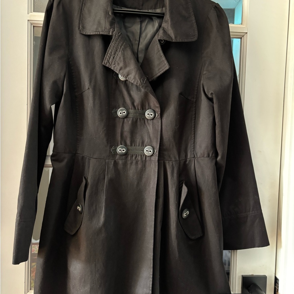 Ambition black Double-Breasted Trench Coat, Size M